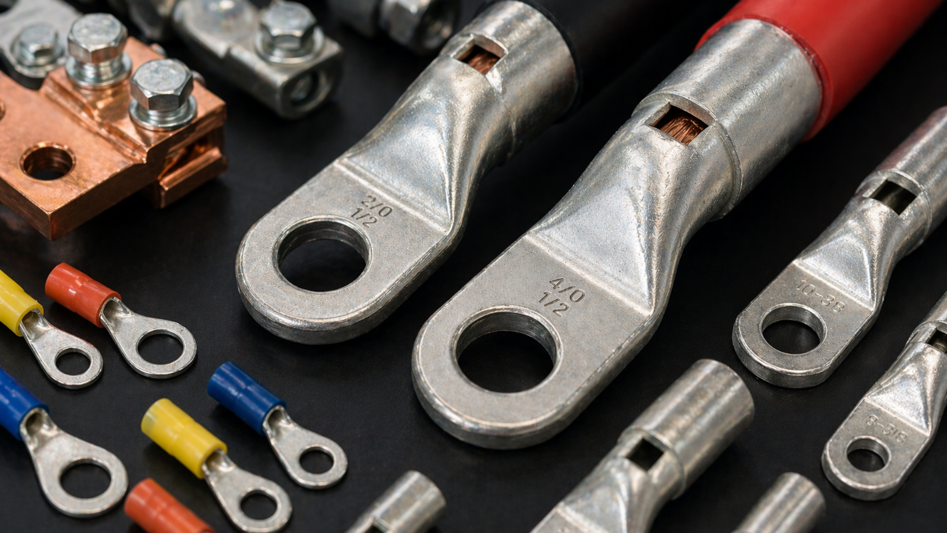 electrical lugs connectors close up