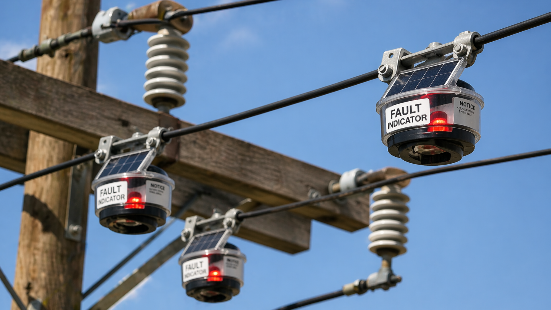 utility pole with fault indicators